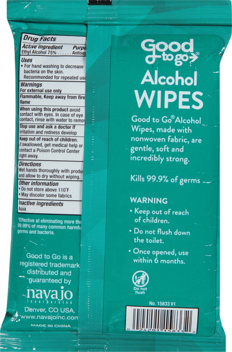 slide 8 of 9, Good to Go Alcohol Wipes 15 ea, 15 ct