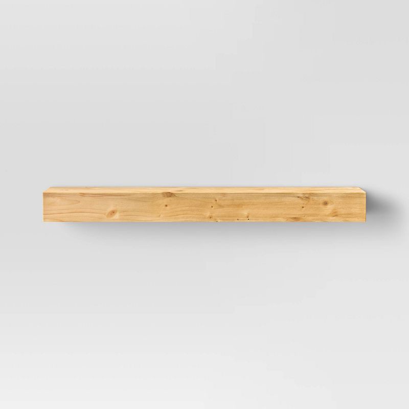 slide 3 of 4, 24" Floating Light Wood Shelf Natural - Threshold™: Modern Storage, Wall Mount, Includes Hardware, 1 ct