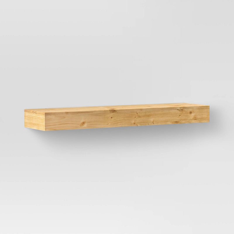 slide 1 of 4, 24" Floating Light Wood Shelf Natural - Threshold™: Modern Storage, Wall Mount, Includes Hardware, 1 ct