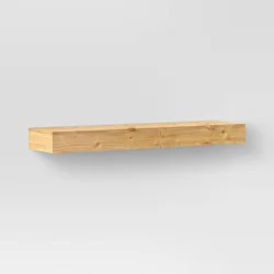 24&quot; Floating Light Wood Shelf Natural - Threshold™: Modern Storage, Wall Mount, Includes Hardware