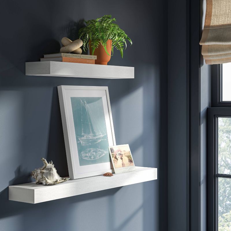 slide 2 of 3, 36" Floating Wood Shelf White - Threshold™, 1 ct