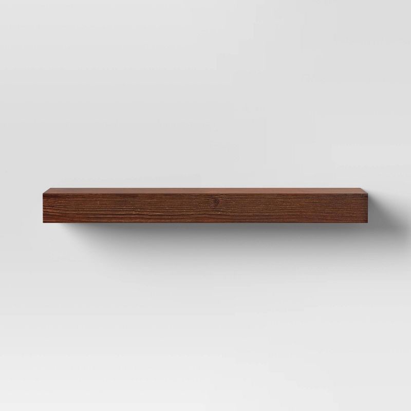 slide 3 of 3, 24" Floating Dark Wood Shelf Walnut Brown - Threshold™: Wall-Mounted, Open Shelving, FSC Certified Wood, 1 ct