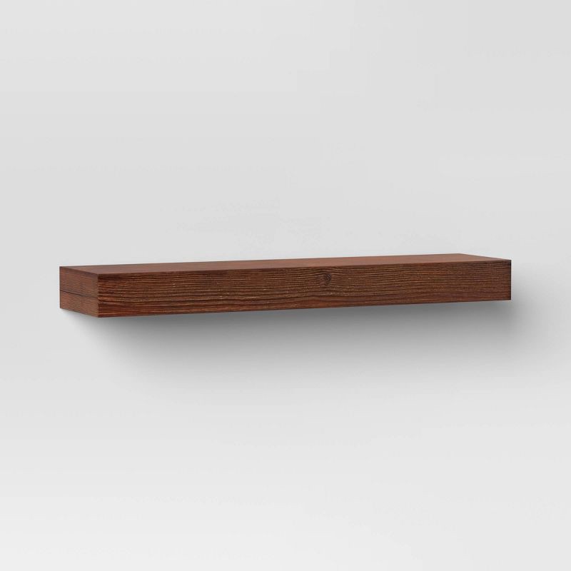 slide 1 of 3, 24" Floating Dark Wood Shelf Walnut Brown - Threshold™: Wall-Mounted, Open Shelving, FSC Certified Wood, 1 ct