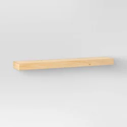 36&quot; Floating Wood Shelf Natural - Threshold™: Modern Storage, Open Shelving, Wall Mount, 33lb Capacity