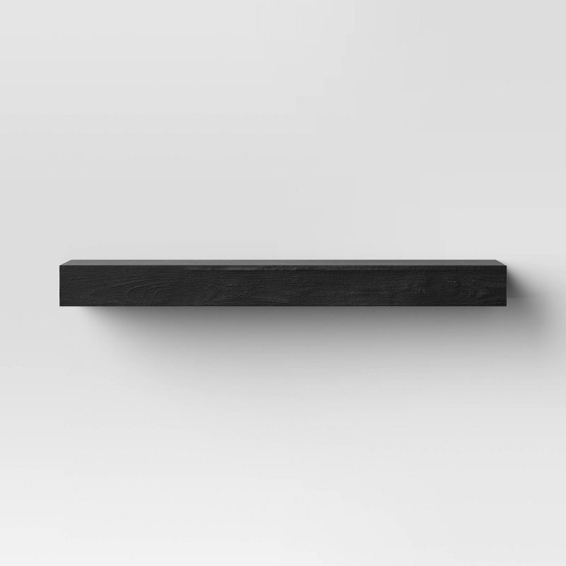 slide 3 of 4, 24" Floating Light Wood Shelf Black - Threshold™: Painted Wall-Mounted Storage, Includes Anchors & Brackets, 1 ct