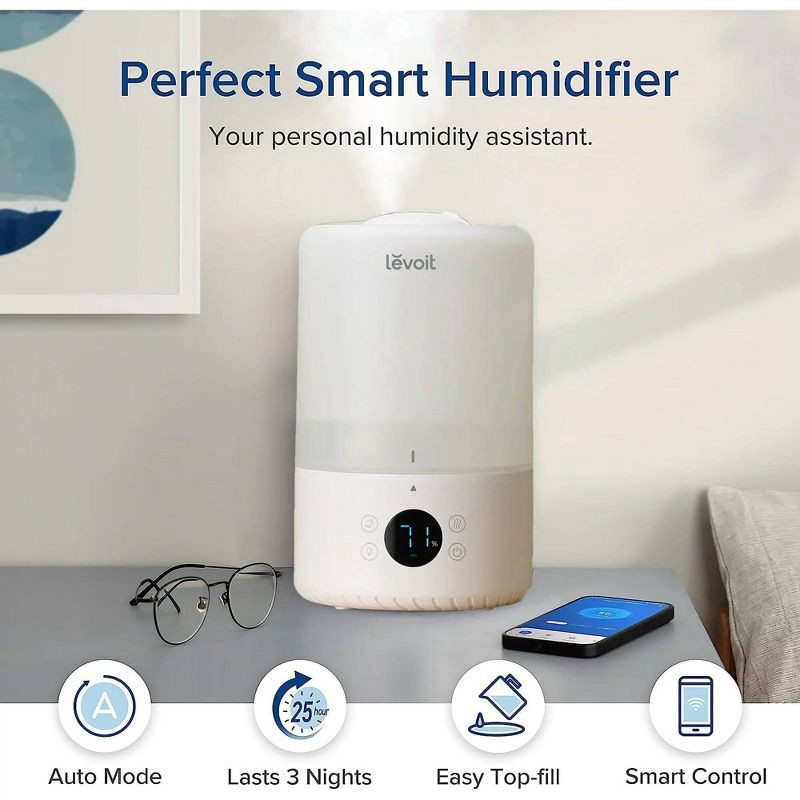 slide 10 of 15, Levoit 200S Dual Smart Top Fill Humidifier: Cool Mist, Ultrasonic, No Filter, 25 Hr Run, 100-300 sq. ft., Bedroom & Baby, 1 ct