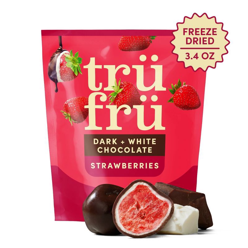 slide 2 of 8, Tru Fru Freeze Dried Strawberries in Dark & White Chocolate - 3.4 oz, 3.4 oz