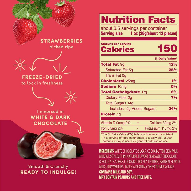 slide 3 of 8, Tru Fru Freeze Dried Strawberries in Dark & White Chocolate - 3.4 oz, 3.4 oz