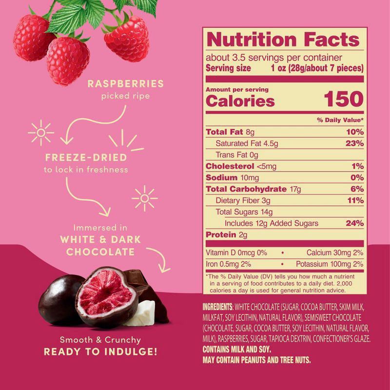 slide 3 of 7, Tru Fru Freeze Dried Raspberries in Dark & White Chocolate - 3.4 oz, 3.4 oz