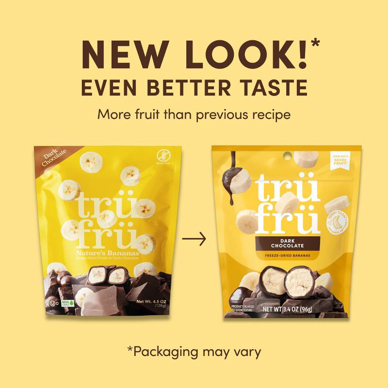 slide 4 of 9, Tru Fru Freeze Dried Bananas in Dark Chocolate - 3.4 oz, 3.4 oz