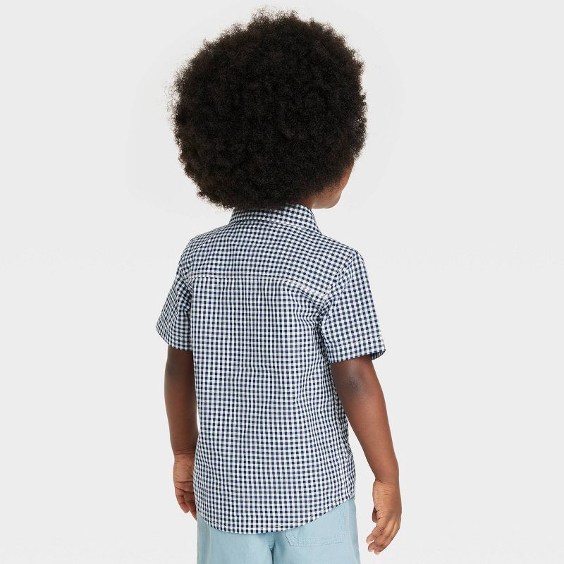 slide 2 of 3, OshKosh B'gosh Toddler Boys' Plaid Checkered Woven Short Sleeve Shirt - Navy Blue 5T, 1 ct