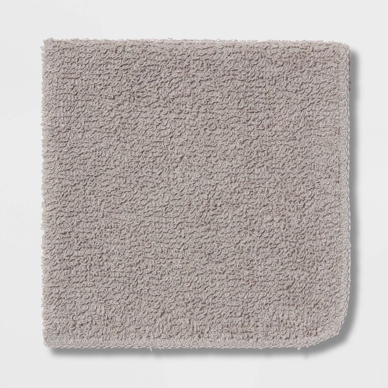 slide 3 of 4, 6pk Washcloth Set Light Gray - Room Essentials™: Cotton Blend, Terry Construction, Machine Washable, 6 ct