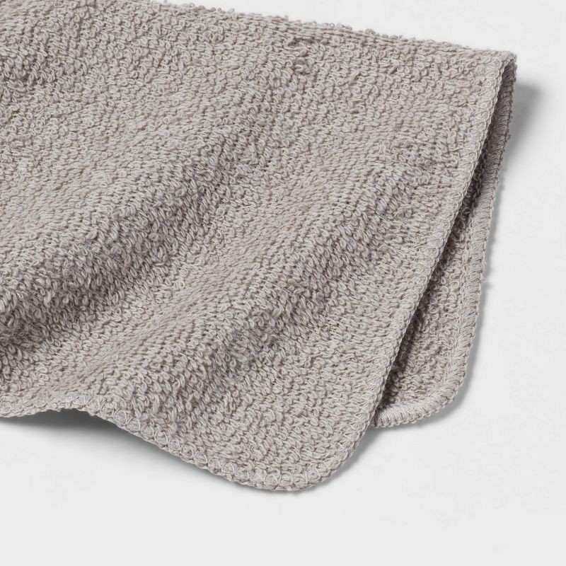 slide 4 of 4, 6pk Washcloth Set Light Gray - Room Essentials™: Cotton Blend, Terry Construction, Machine Washable, 6 ct