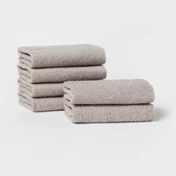 6pk Washcloth Set Light Gray - Room Essentials™: Cotton Blend, Terry Construction, Machine Washable