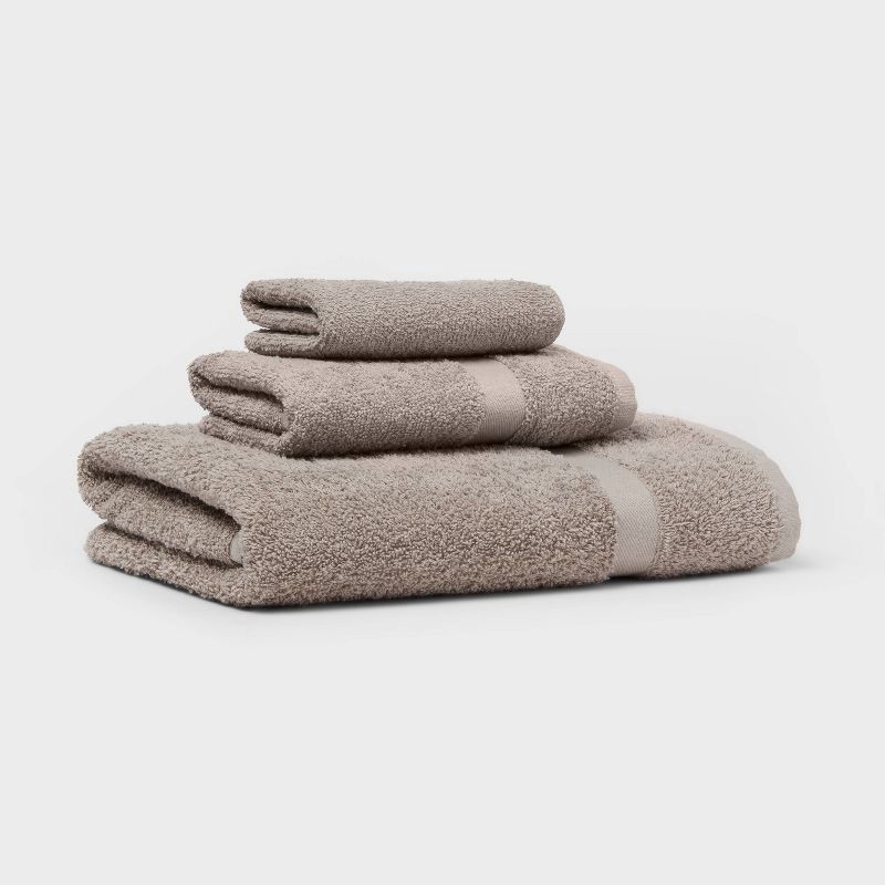 slide 4 of 4, Bath Towel Light Gray - Room Essentials™: Cotton Polyester Blend, Terry Construction, OEKO-TEX Certified, 1 ct