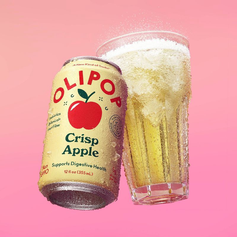 slide 5 of 10, OLIPOP Crisp Apple Prebiotic Soda - 12 fl oz Can, 12 fl oz