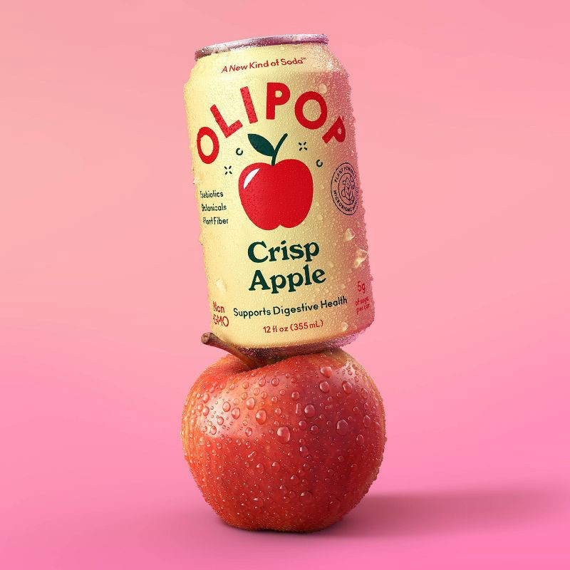 slide 9 of 10, OLIPOP Crisp Apple Prebiotic Soda - 12 fl oz Can, 12 fl oz