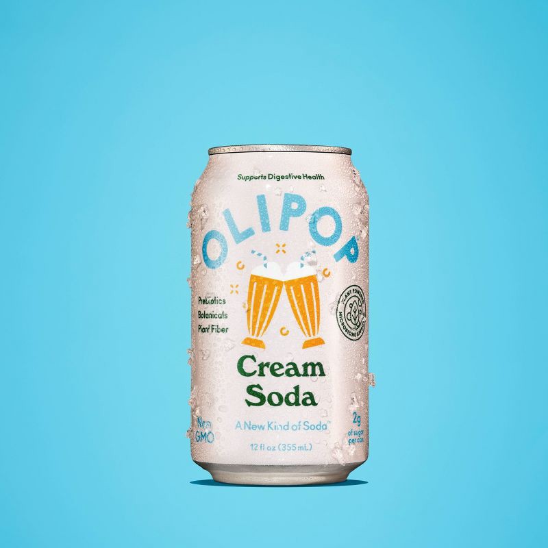 slide 2 of 8, OLIPOP Cream Soda Prebiotic Soda - 12 fl oz Can, 12 fl oz