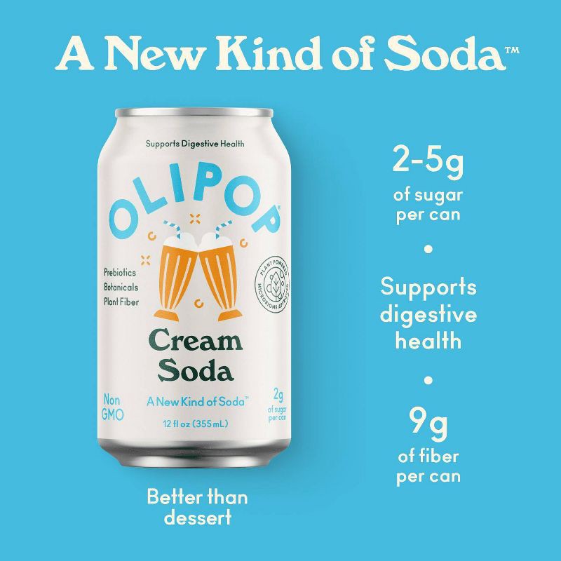 slide 6 of 8, OLIPOP Cream Soda Prebiotic Soda - 12 fl oz Can, 12 fl oz