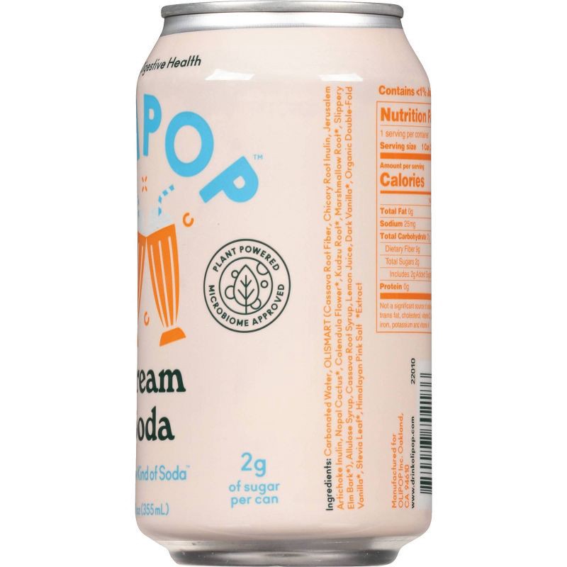 slide 8 of 8, OLIPOP Cream Soda Prebiotic Soda - 12 fl oz Can, 12 fl oz