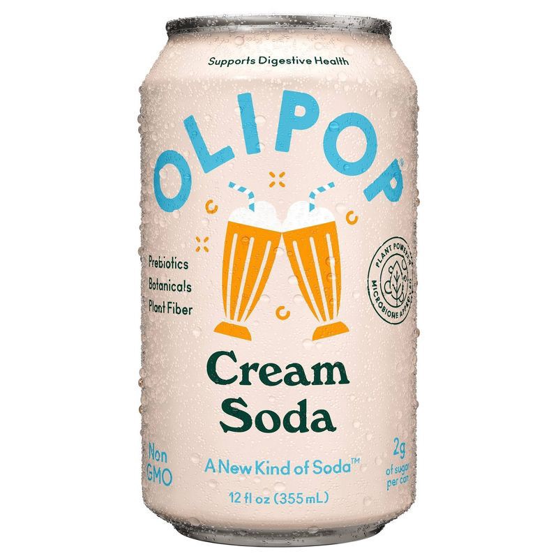 slide 1 of 8, OLIPOP Cream Soda Prebiotic Soda - 12 fl oz Can, 12 fl oz