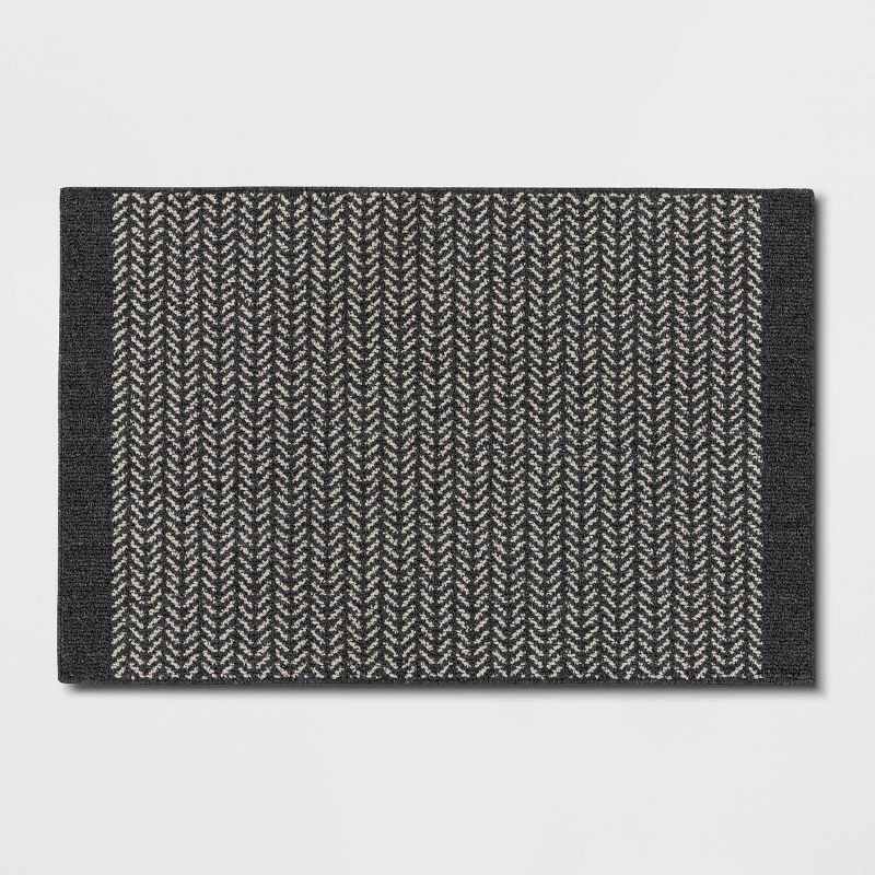 slide 1 of 4, 2'5"x3'8" Washable Herringbone Accent Rug Gray - Threshold™: Tufted, Skid-Resistant, Indoor, OEKO-TEX Certified, 1 ct