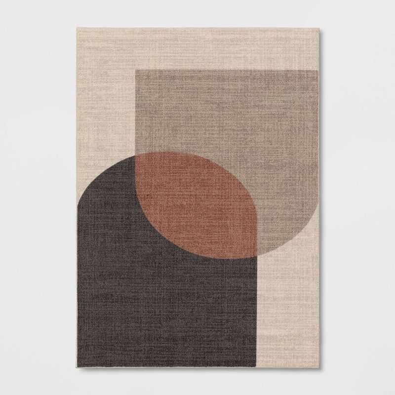 slide 1 of 4, 5'x7' Abstract Geometric Area Rug Beige/Brown - Threshold™, 1 ct