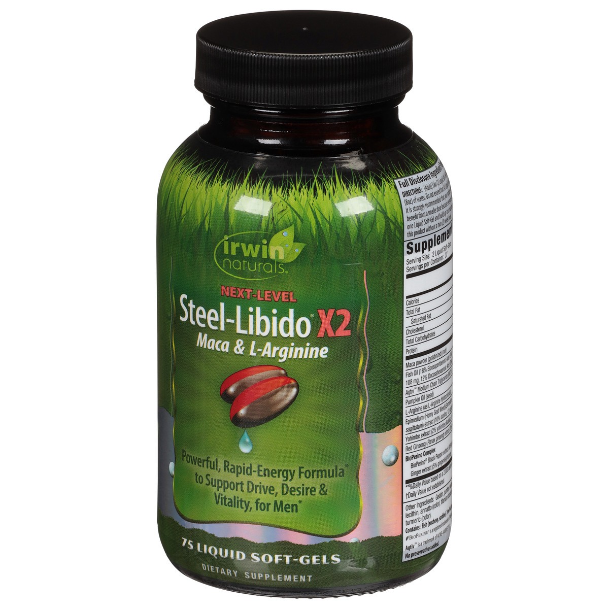 slide 2 of 10, Irwin Naturals Next-Level Steel Libido X2 75 Liquid Soft-Gels, 1 ct