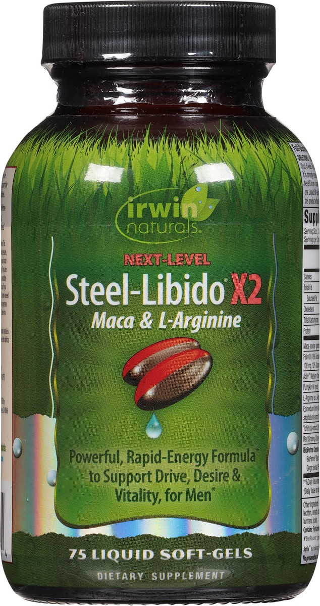 slide 4 of 10, Irwin Naturals Next-Level Steel Libido X2 75 Liquid Soft-Gels, 1 ct