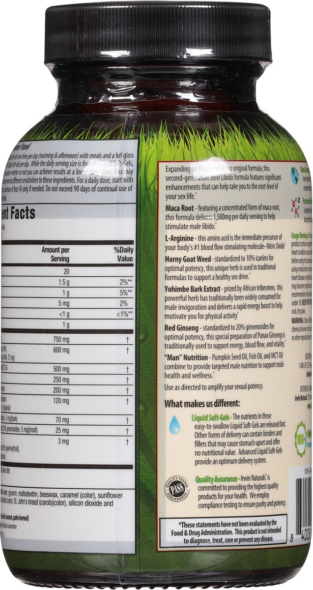 slide 8 of 10, Irwin Naturals Next-Level Steel Libido X2 75 Liquid Soft-Gels, 1 ct