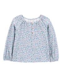 Carter's Toddler Floral Gauze Long-Sleeve Top - Floral Blue 2T