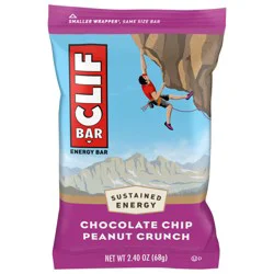 CLIF BAR - Chocolate Chip Peanut Crunch - Made with Organic Oats - 11g Protein - Non-GMO - Plant Based - Energy Bar - 2.4 oz.