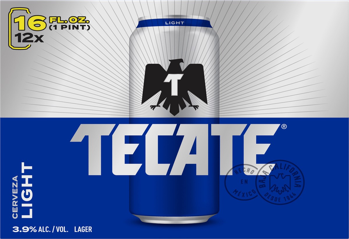 slide 3 of 4, Tecate Light Mexican Lager Beer, 12 Pack, 16 fl oz Cans, 16 oz