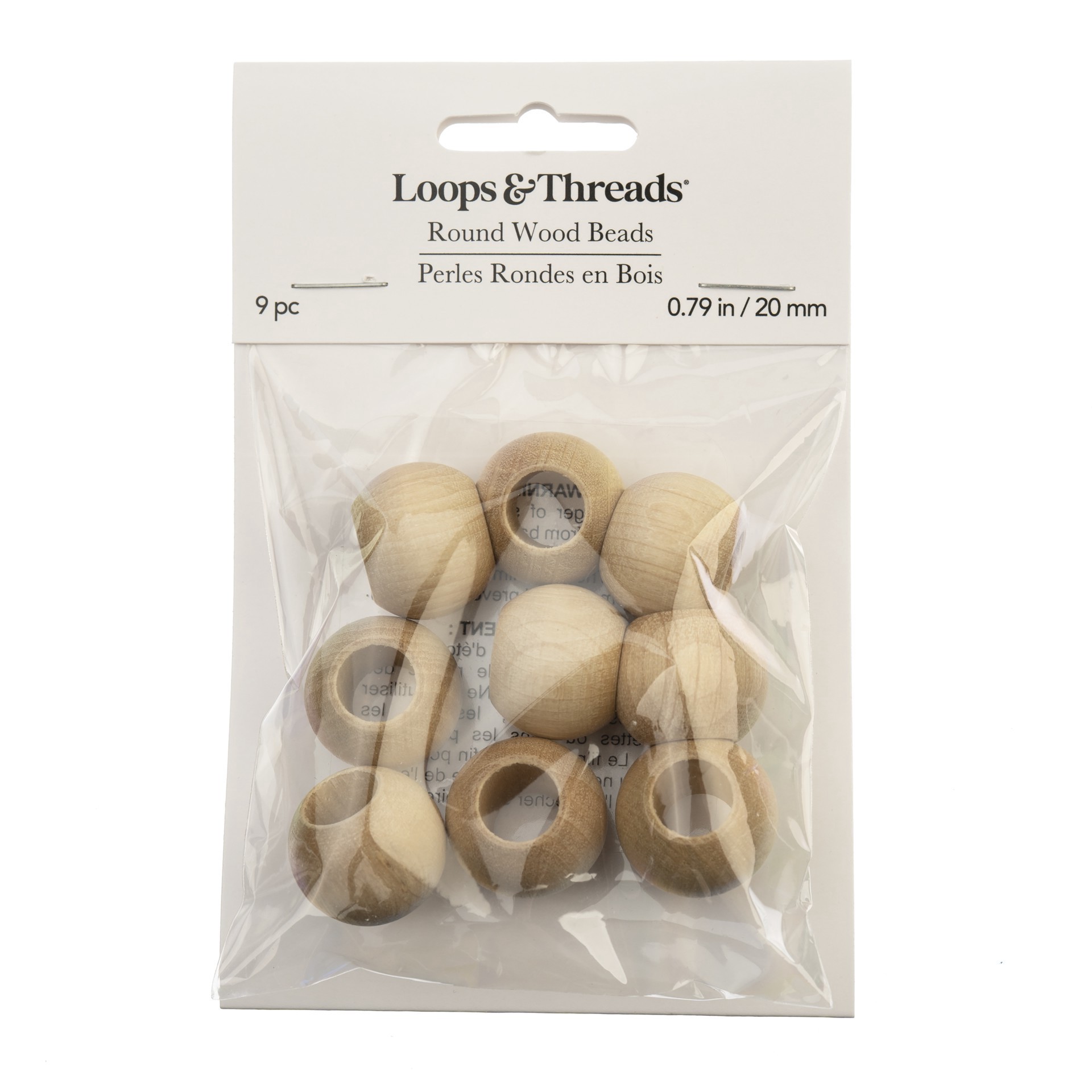 slide 2 of 4, 20mm Cream Round Wood Beads, 9ct. By Loops & Threads, 20 mm