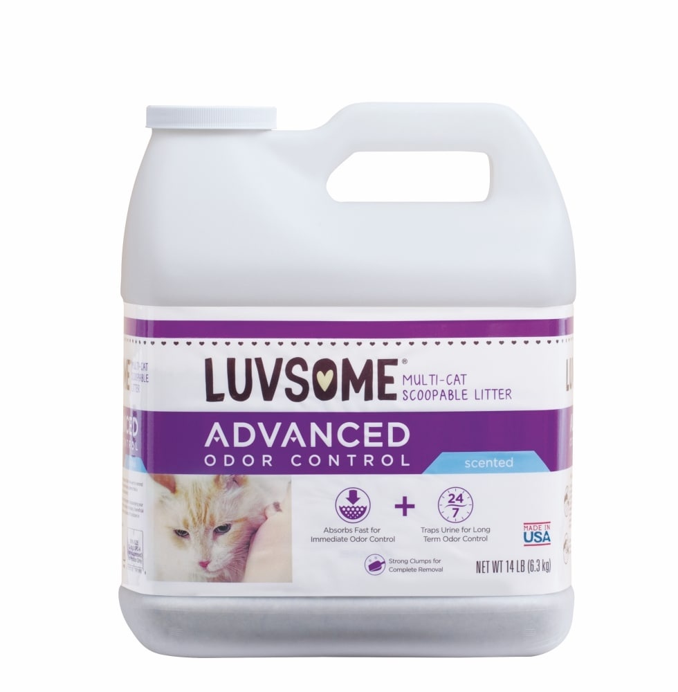 slide 1 of 1, Luvsome Advanced Odor Control Multi-Cat Scoopable Litter, 14 lb