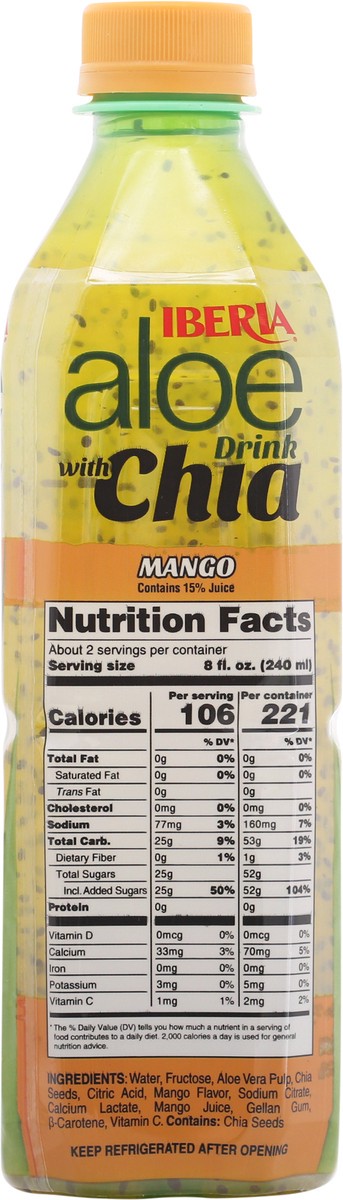 slide 2 of 9, Iberia Mango Aloe Drink with Chia 16.9 fl oz, 16.9 fl oz