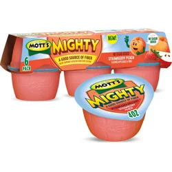 Mott's Mighty Strawberry Peach Applesauce, 3.9 oz Cups, 6 Pack