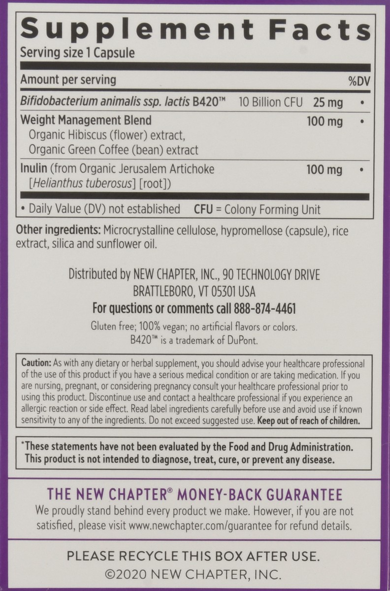 slide 8 of 9, New Chapter Weight Management Probiotic Vegan Capsules 30 ea Box, 30 ct