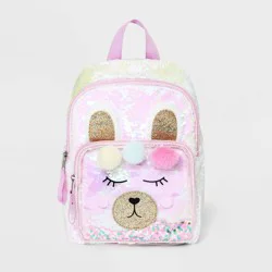 Girls' 10.5" Sequin Llama Backpack - Cat & Jack™ Pink: Elementary School, Acrylic Shell, Zip Closure, 3-9 Years