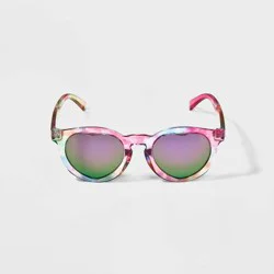 Girls' Crystal Tie-Dye Printed Round Sunglasses - Cat & Jack™ Purple