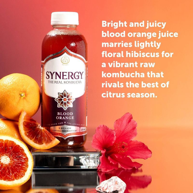 slide 2 of 5, GT's Synergy Blood Orange Organic Raw Kombucha - 16 fl oz, 16 fl oz