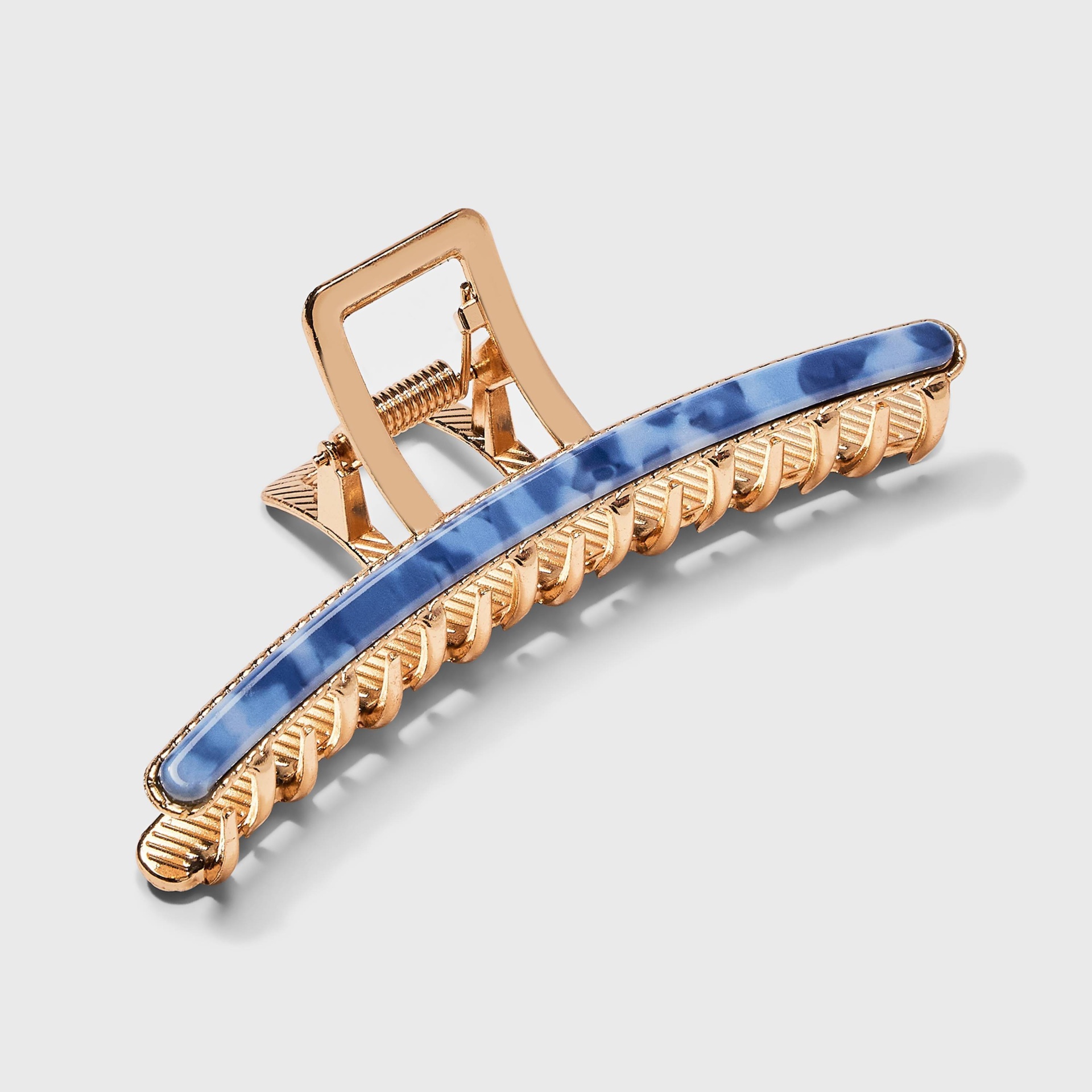 slide 1 of 2, Metal Inlay Claw Hair Clip - A New Day Blue/Gold, 1 ct