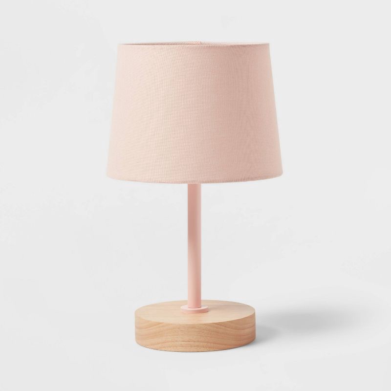 slide 2 of 4, Kids' Table Lamp Pink/Wood - Pillowfort™, 1 ct