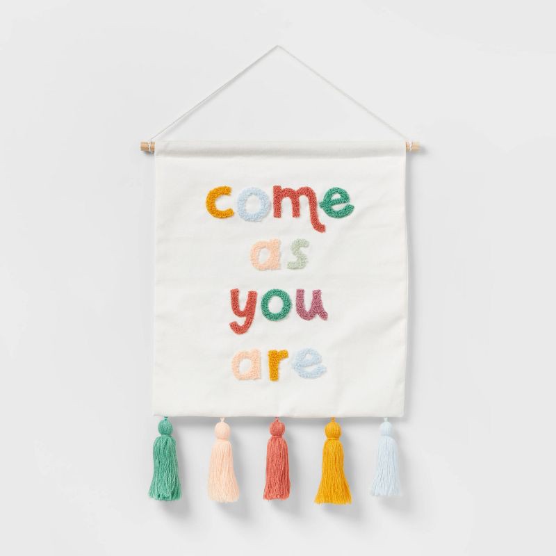 slide 1 of 3, 10oz 'Come as you are' Kids' Wall Decor with Tassels - Pillowfort™, 10 oz