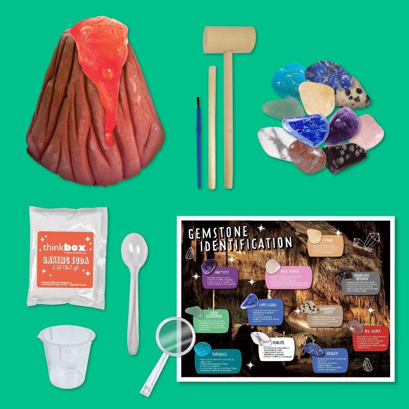 slide 4 of 5, Think Box Dig and Explore Gemstone Volcano: Volcano Science Kit with Magnifying Glass & Activity Guide for Geology Education, 1 ct