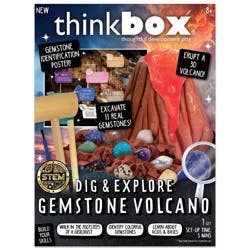 Think Box Dig and Explore Gemstone Volcano: Volcano Science Kit with Magnifying Glass & Activity Guide for Geology Education
