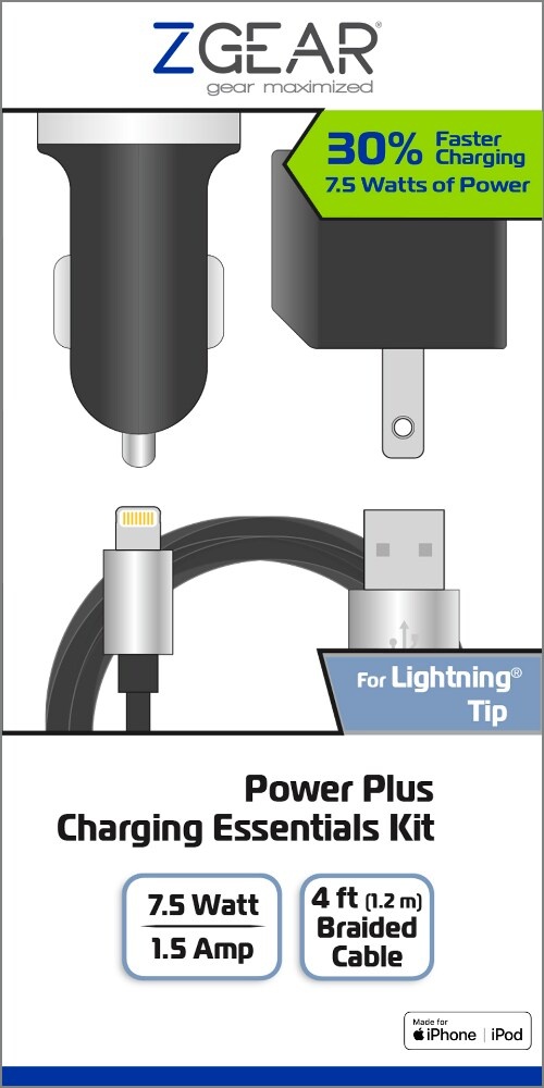 slide 1 of 1, Zgear Plus Charging Essentials Kit - Black, 3 ct