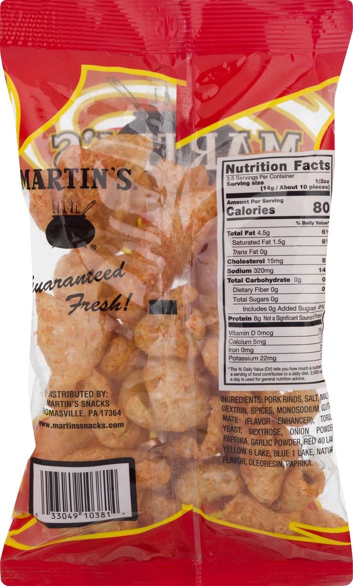 slide 8 of 9, Martin's Hot & spicy Pork Rinds 1.75 oz, 1.75 oz