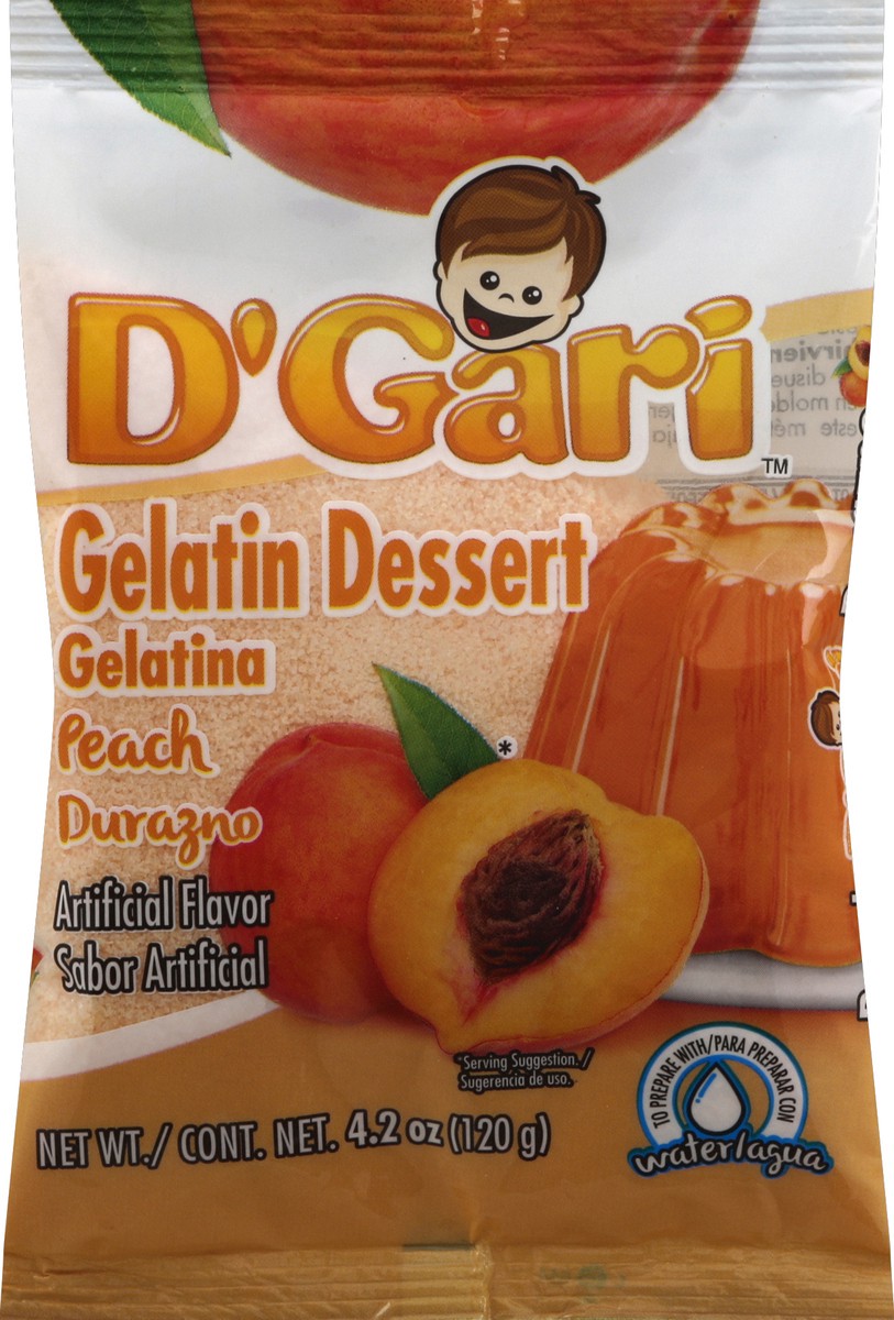 slide 5 of 6, D'Gari Peach Gelatin Dessert Water Mix, 4.2 oz