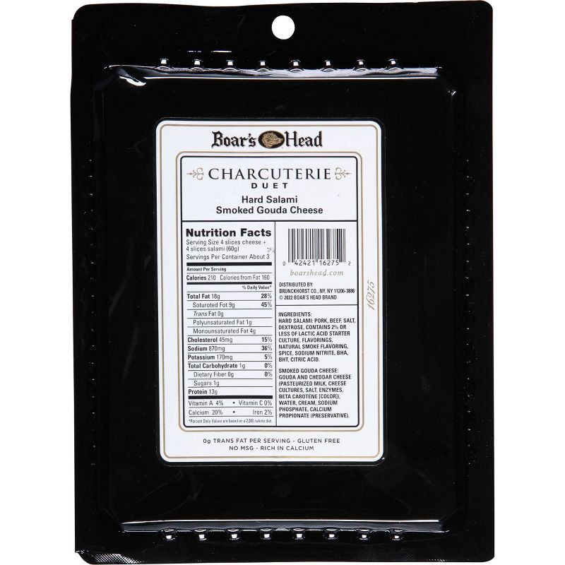 slide 4 of 5, Boar's Head Duet Tray - Hard Salami, Smoked Gouda - 6oz, 6 oz